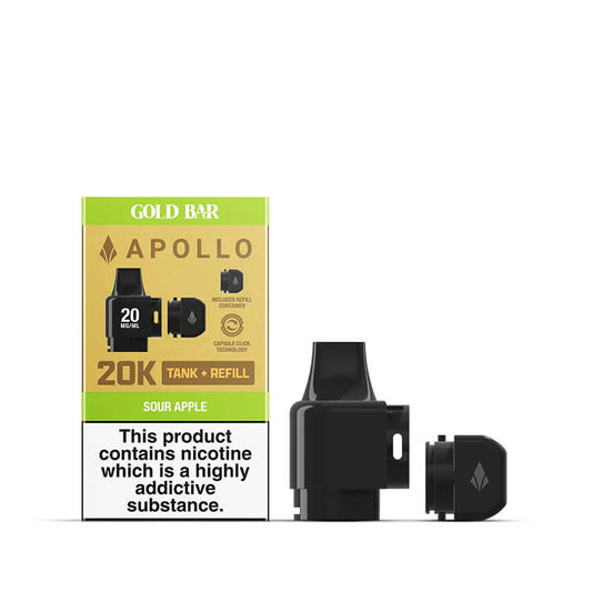 Sour Apple Gold Bar Apollo 20K Tank and Refill Pods